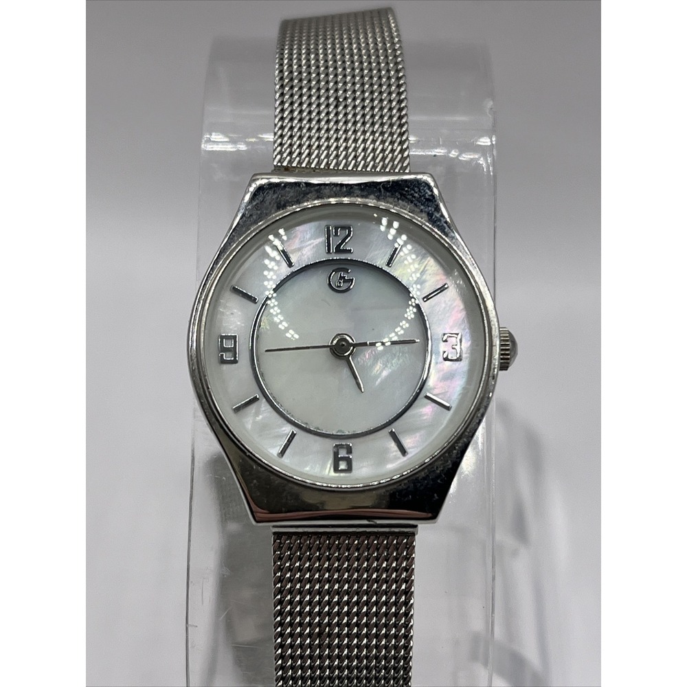 George Women's Quartz Watch MOP Dial Silver Mesh‎ Metal Band- New Battery